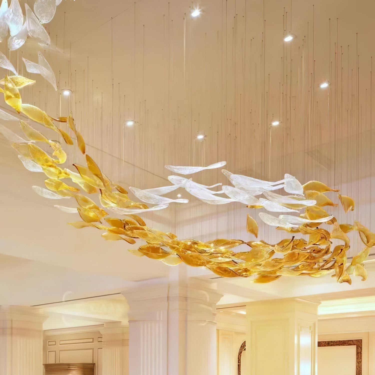Vamararae Blatt Glas Kaskade Kronleuchter-Letslighting