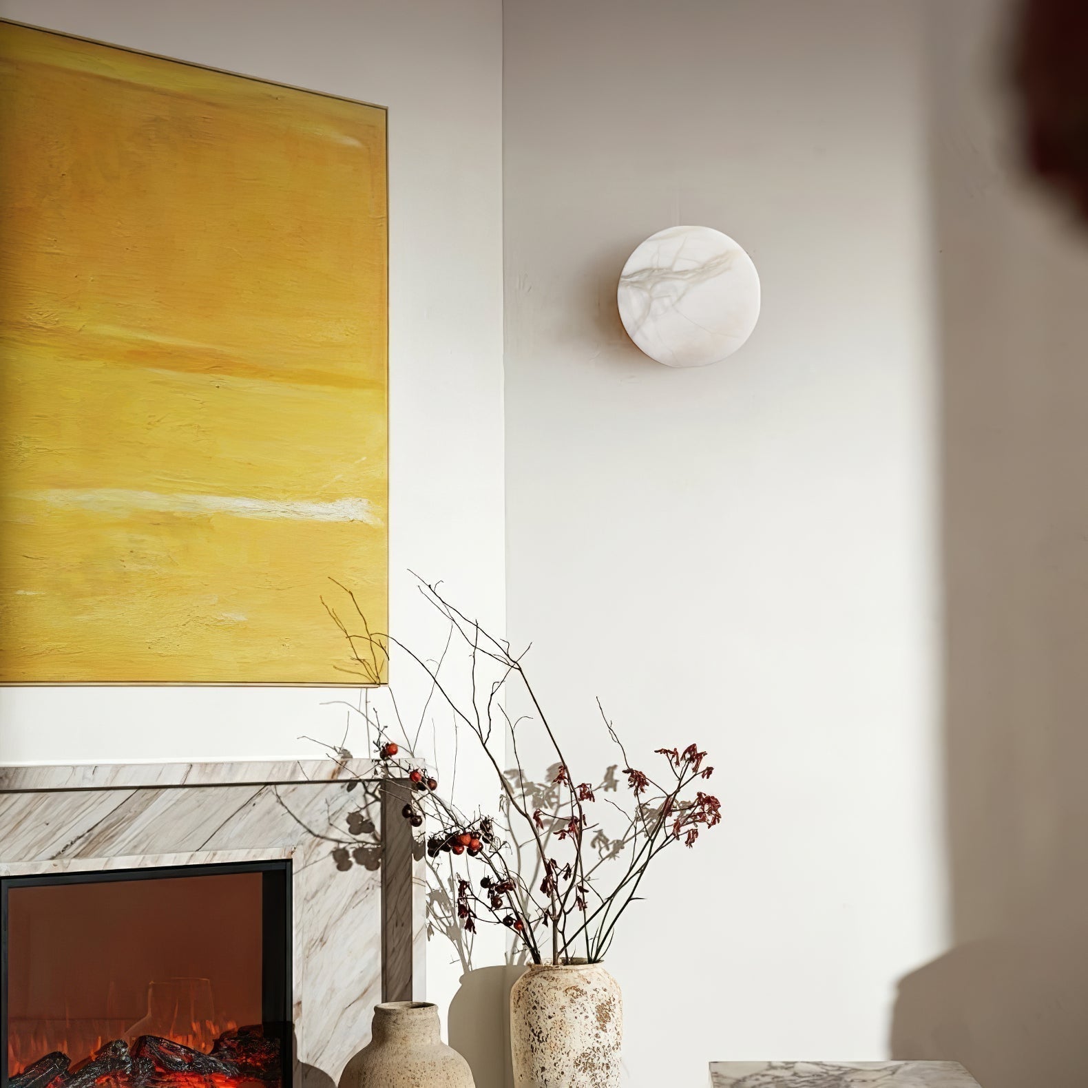 Glim Modern Minimalist Brass Metal Alabaster Wall Lamp - Letslighting