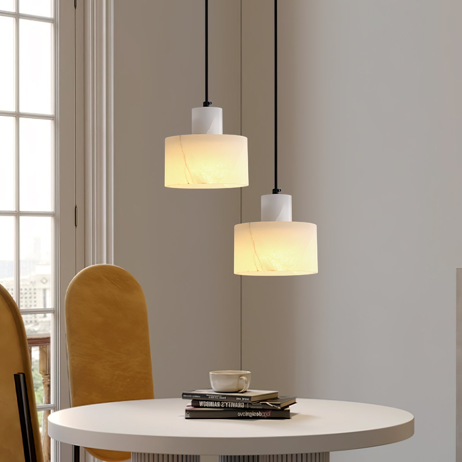 Alabaster Pendant Lgiht Dual Cylindrical - Neutralighting