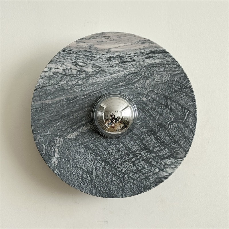 Zeno Modern Minimalist Round Chrome Marble Metal Wall Sconce - Letslighting