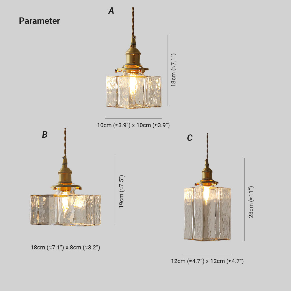 Ovely Vintage Pendelleuchte aus gehämmertem Messing und Glas
