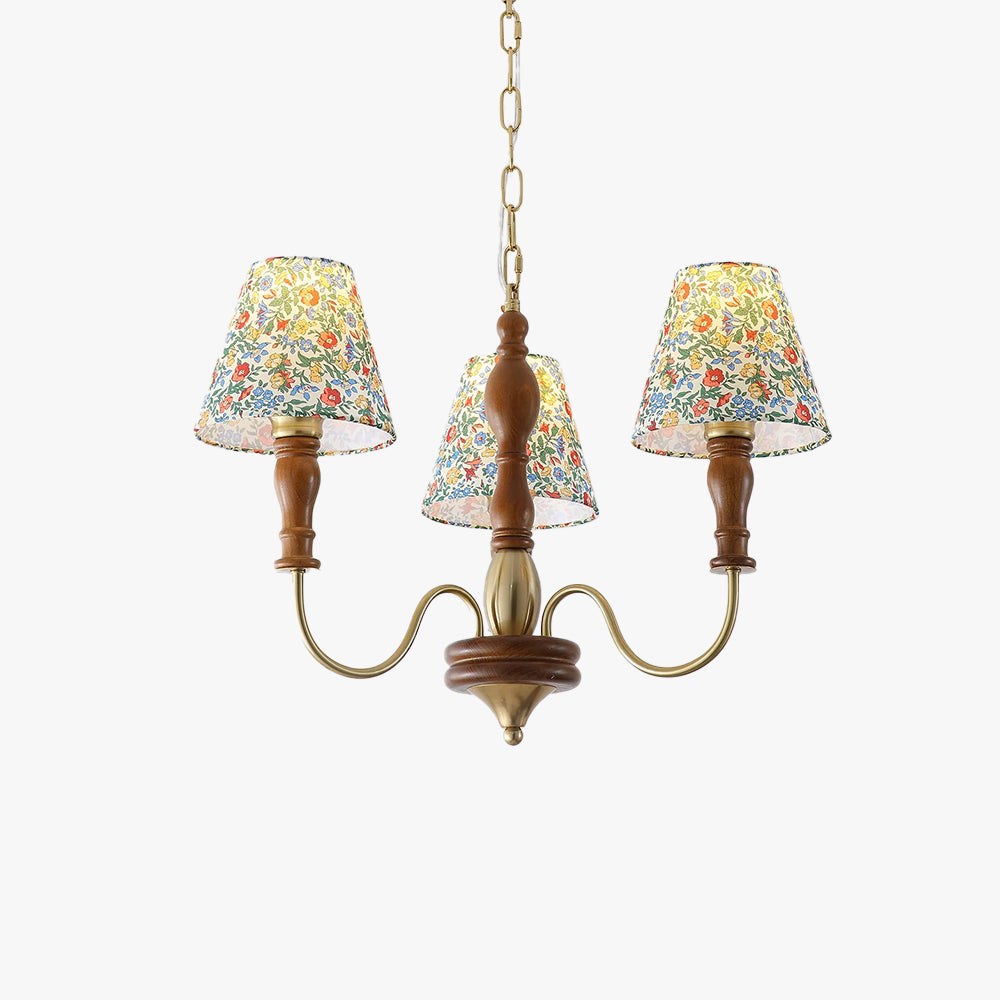 Cassian Kronleuchter mit floralem Stoffbezug-Letslighting