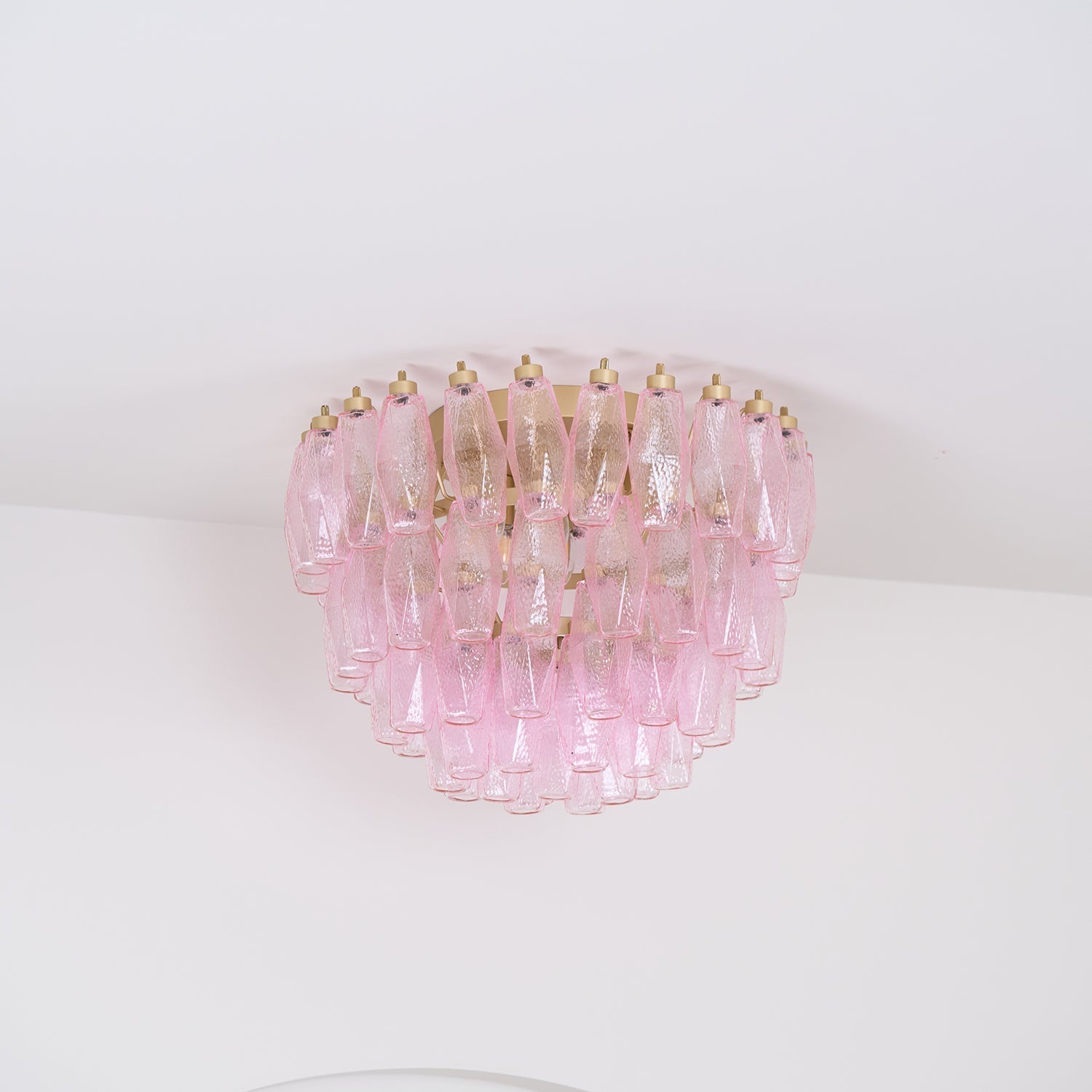 Aurora Ceiling Lamp Poliedri Pink Murano Glass Layered Flush Mount - Neutralighting