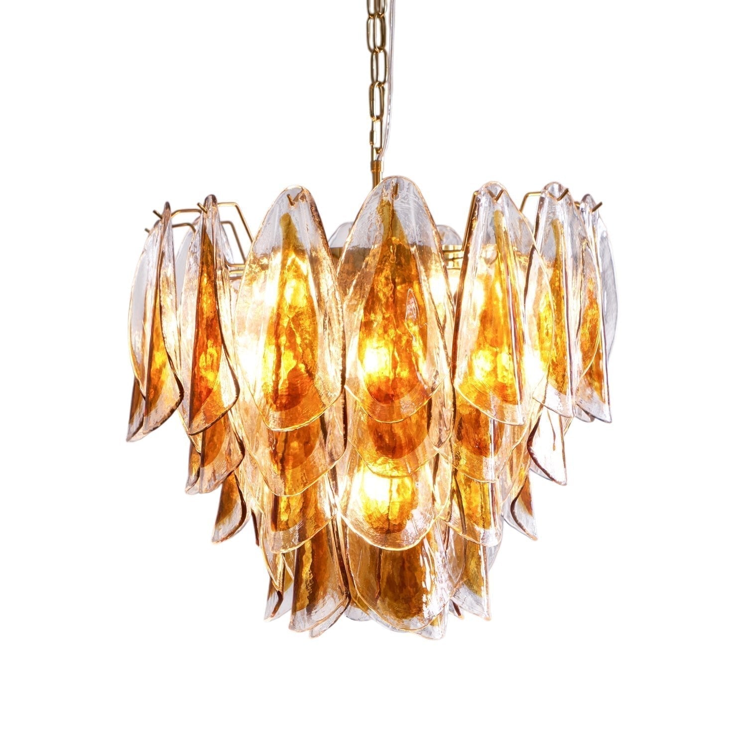 Aurora Chandelier Amber Leaf Glass Layered Organic Warmth - Neutralighting
