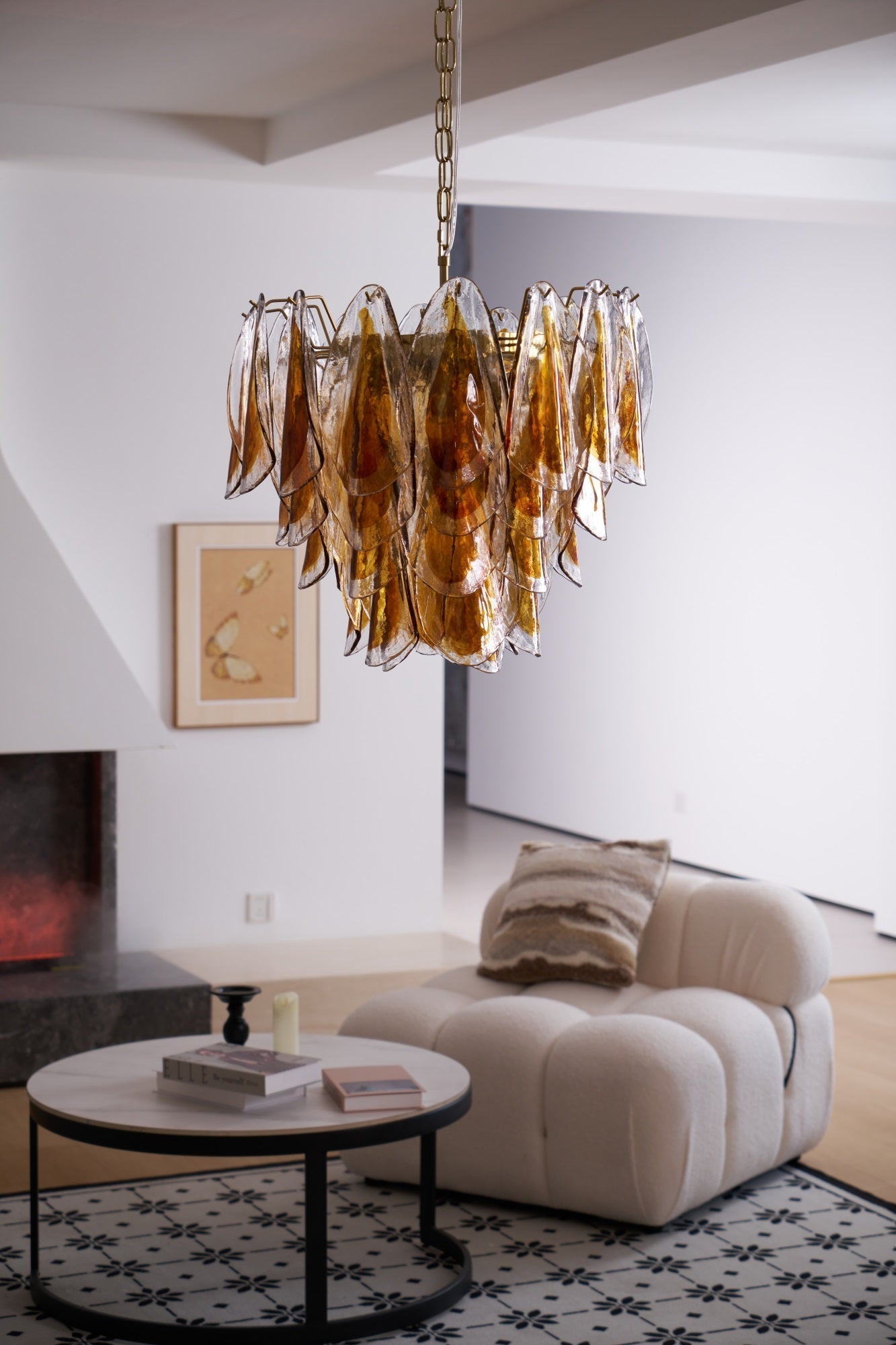Aurora Chandelier Amber Leaf Glass Layered Organic Warmth - Neutralighting