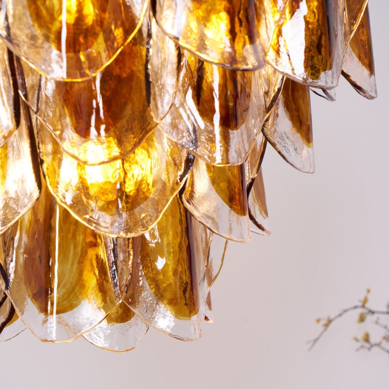 Aurora Chandelier Amber Leaf Glass Layered Organic Warmth - Neutralighting