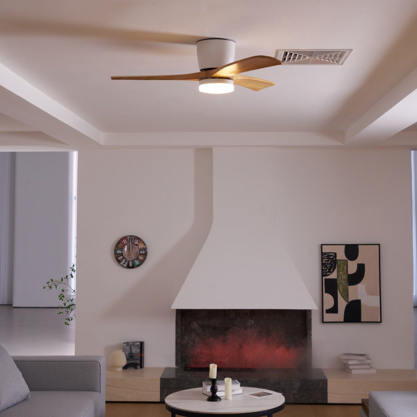 Ezra Nordische Deckenventilatorleuchte mit 6000K kaltweißer Beleuchtung