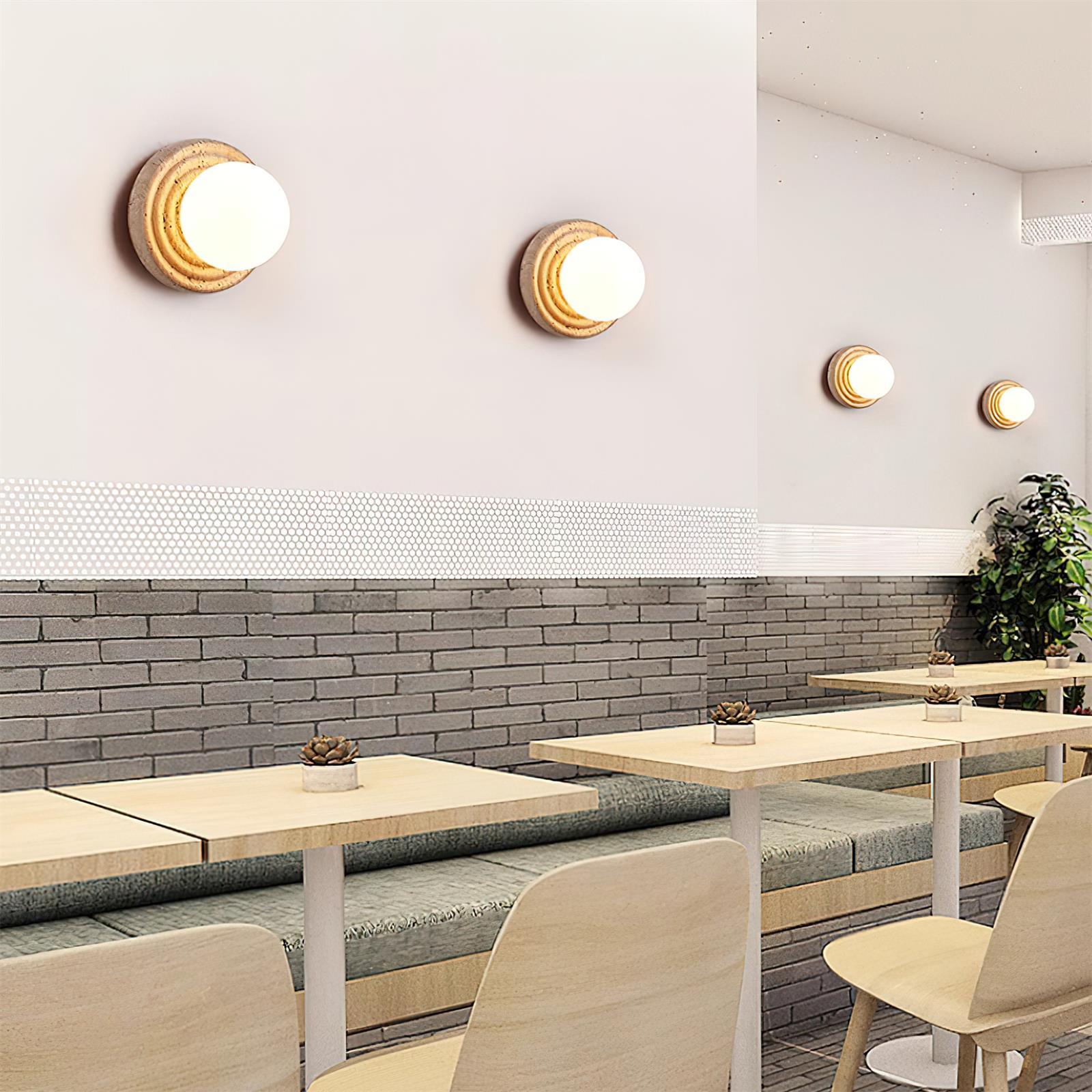 Dahlia Round Wall Lamp Travertine - Letslighting