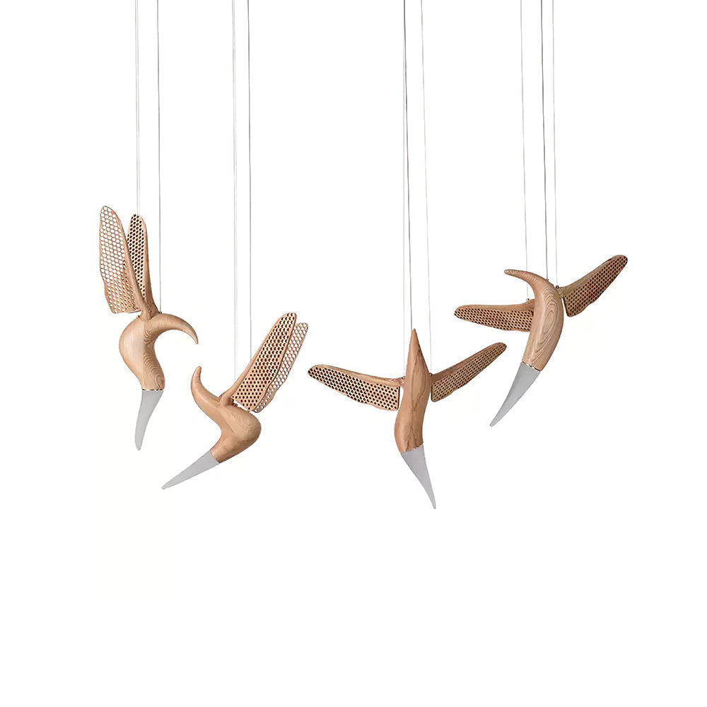 Elsilor Vogelinspirierte Holzpendelleuchte-Letslighting