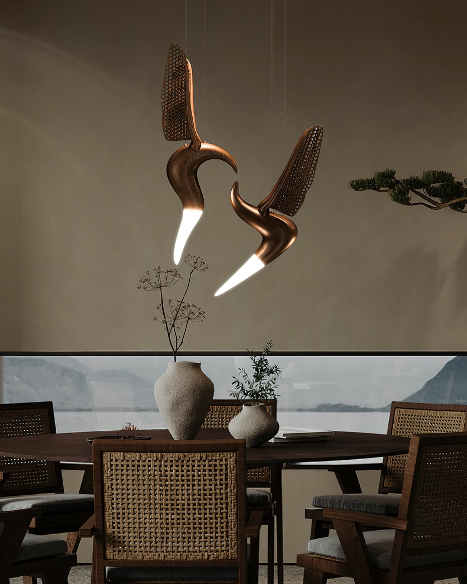 Elsilor Vogelinspirierte Holzpendelleuchte-Letslighting