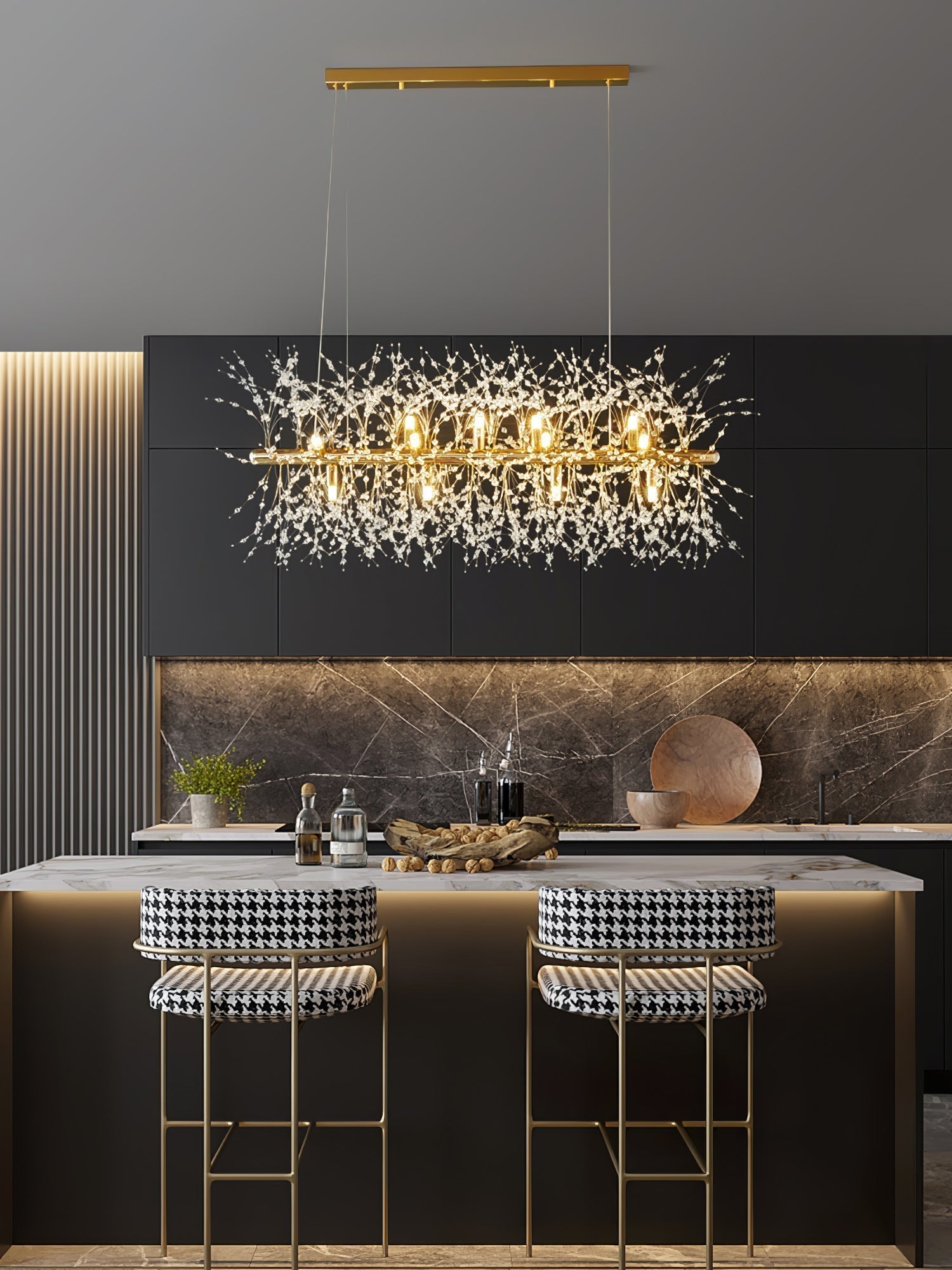 Lustra Kronleuchter Messing Lineare Kristallzweige-Letslighting