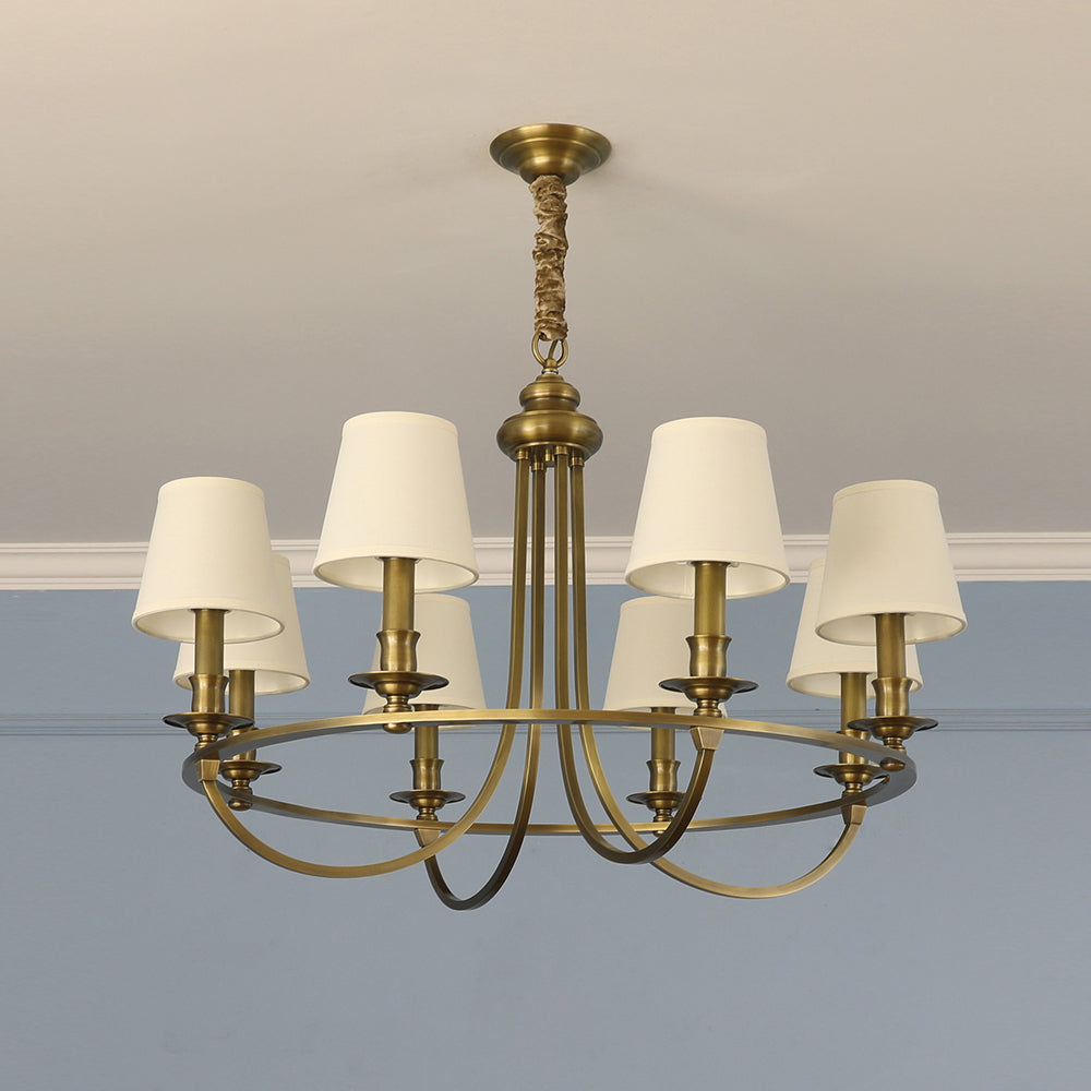 Plume Eleganter Vintage Messing Stoff Kronleuchter-Letslighting