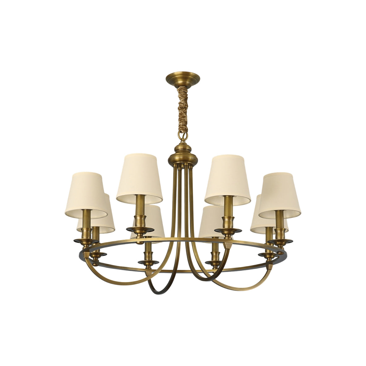 Plume Eleganter Vintage Messing Stoff Kronleuchter-Letslighting