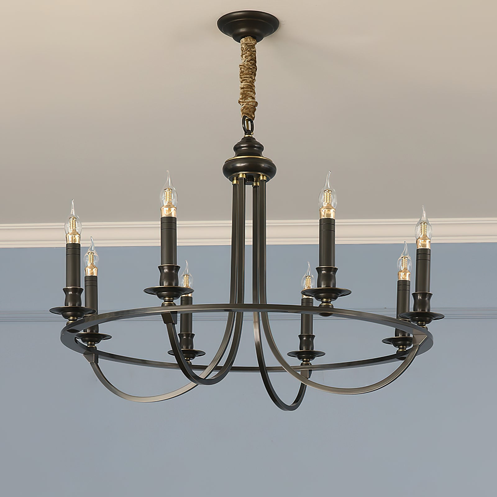 Plume Eleganter Vintage Messing Stoff Kronleuchter-Letslighting