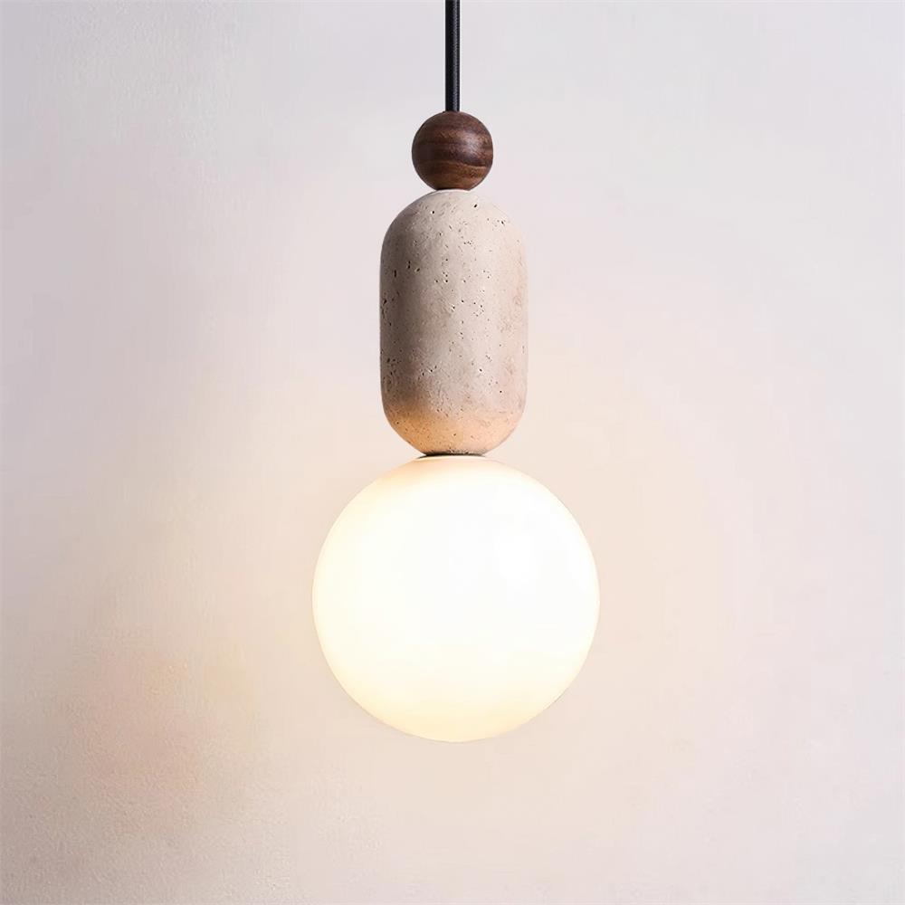 Gavon Glass & Travertine Pendant Lamp - Letslighting