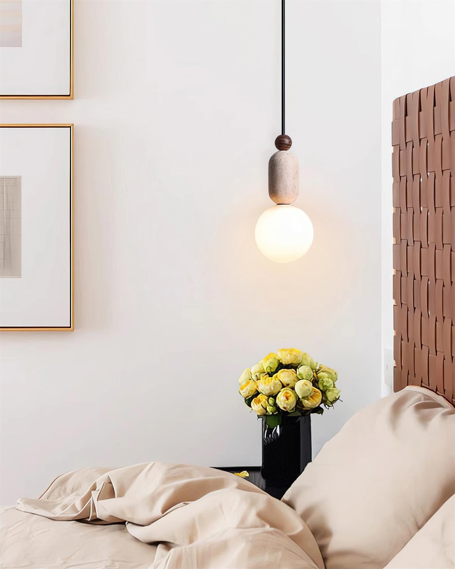 Gavon Glass & Travertine Pendant Lamp - Letslighting