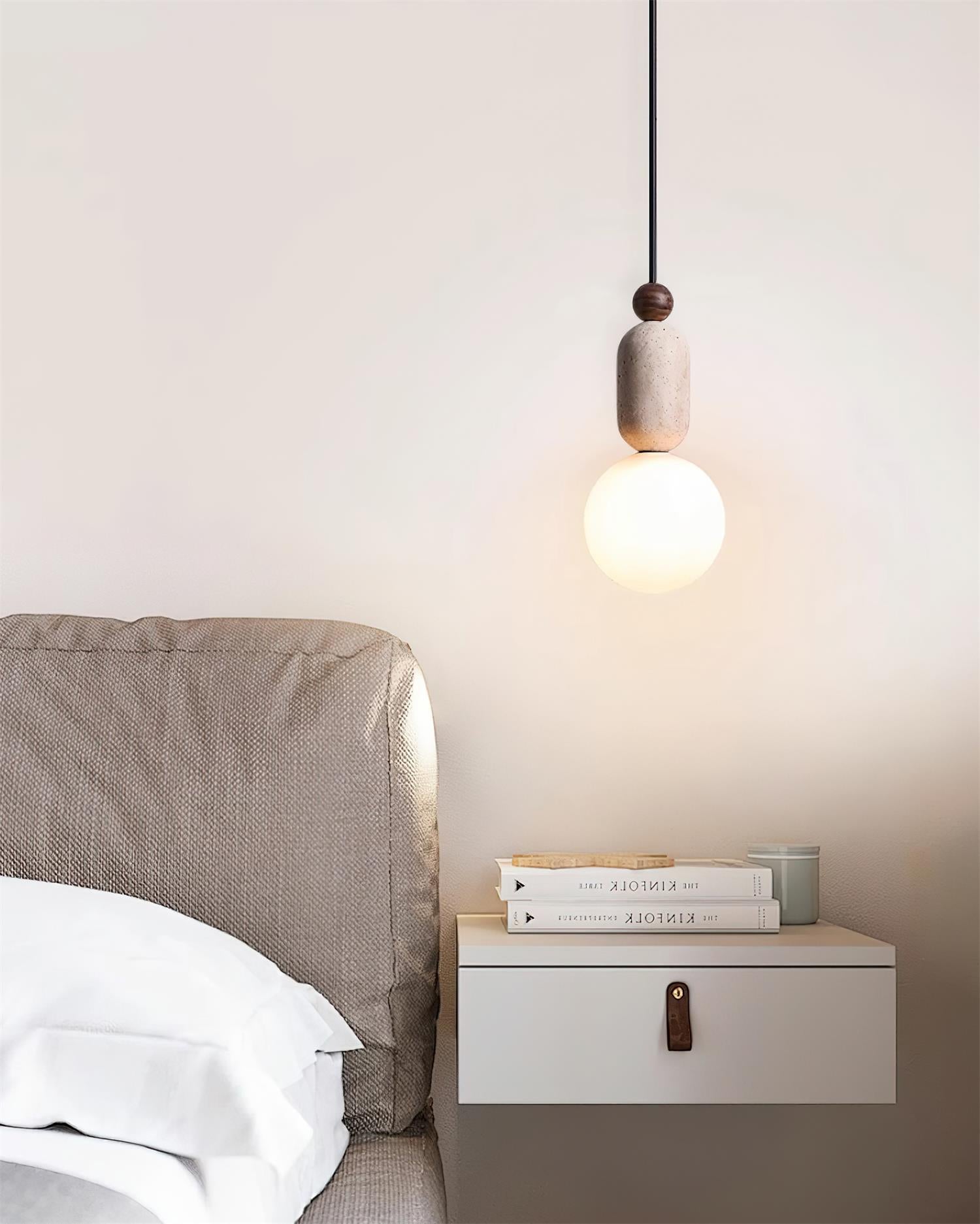 Gavon Glass & Travertine Pendant Lamp - Letslighting