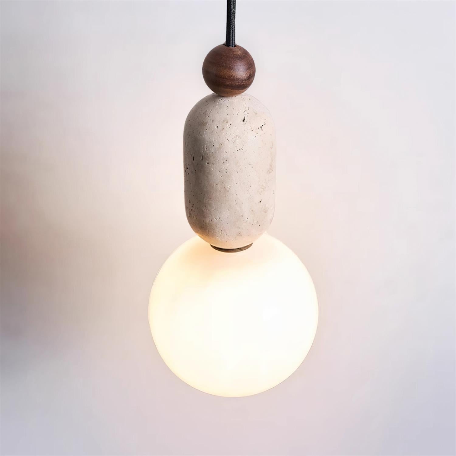 Gavon Glass & Travertine Pendant Lamp - Letslighting