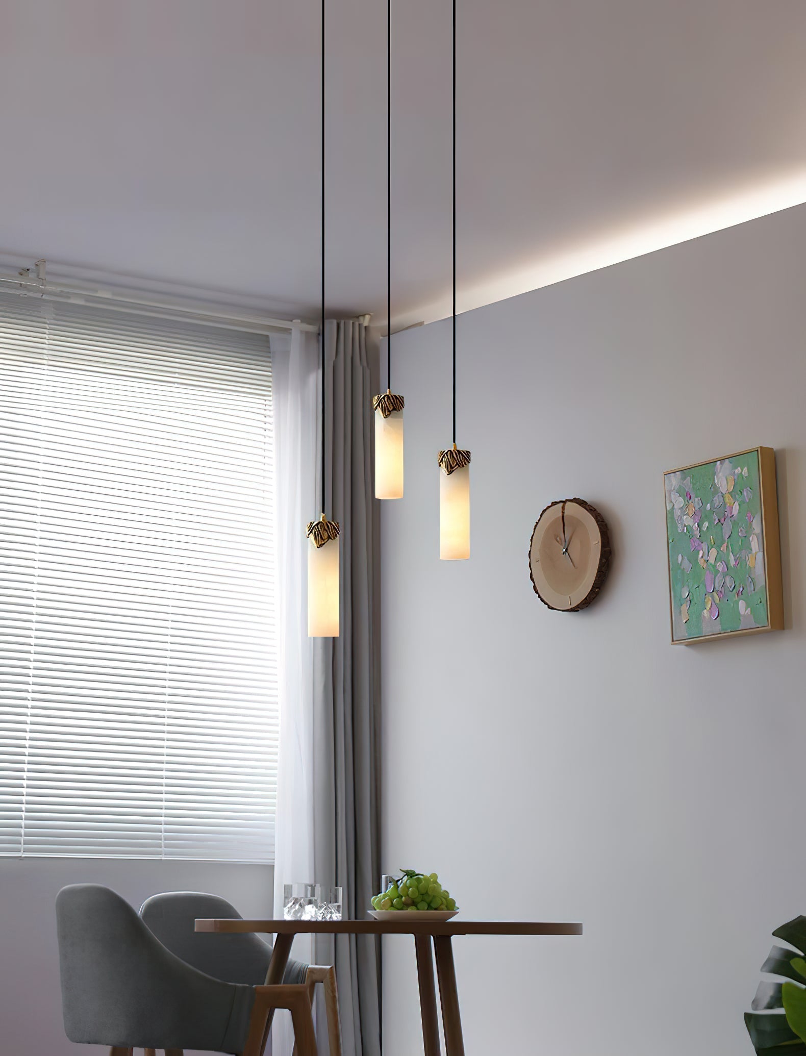 Quiver Modern Minimalist Brass Alabaster Pendant Light - Letslighting