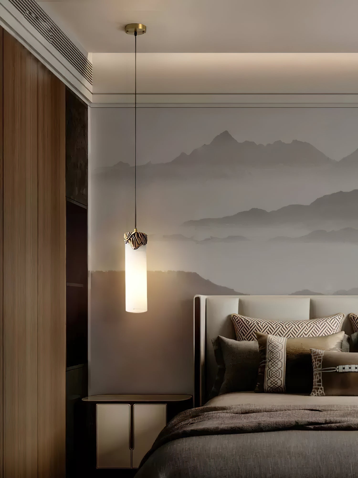 Quiver Modern Minimalist Brass Alabaster Pendant Light - Letslighting