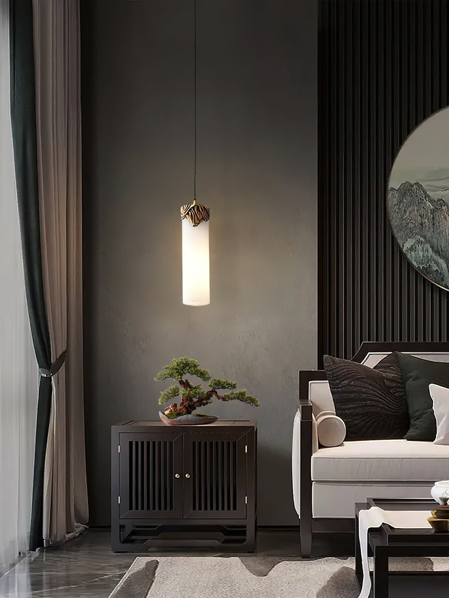 Quiver Modern Minimalist Brass Alabaster Pendant Light - Letslighting