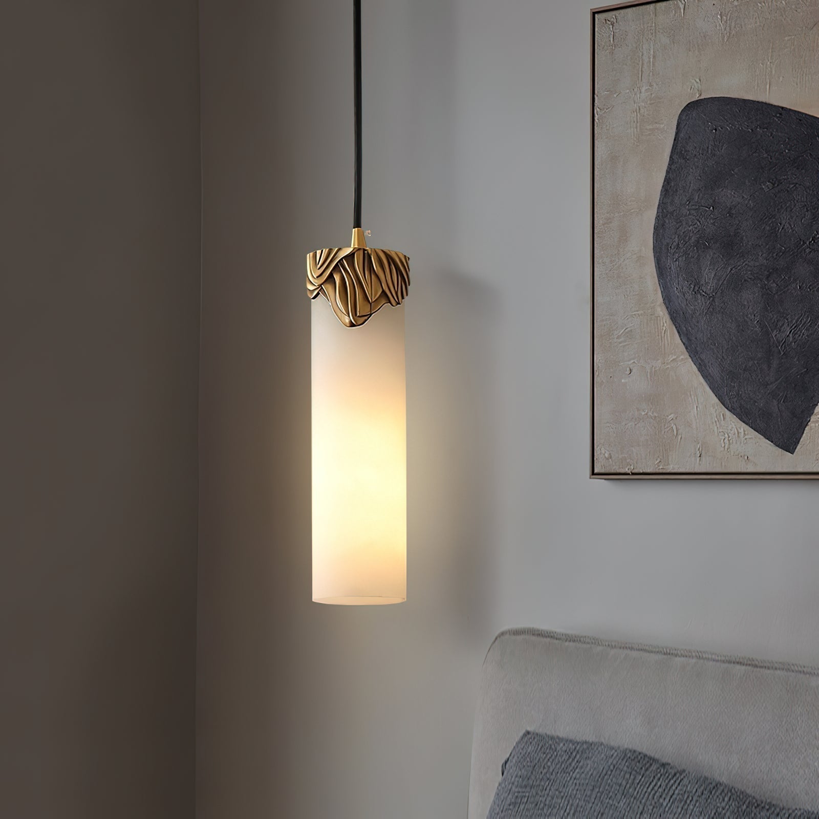 Quiver Modern Minimalist Brass Alabaster Pendant Light - Letslighting