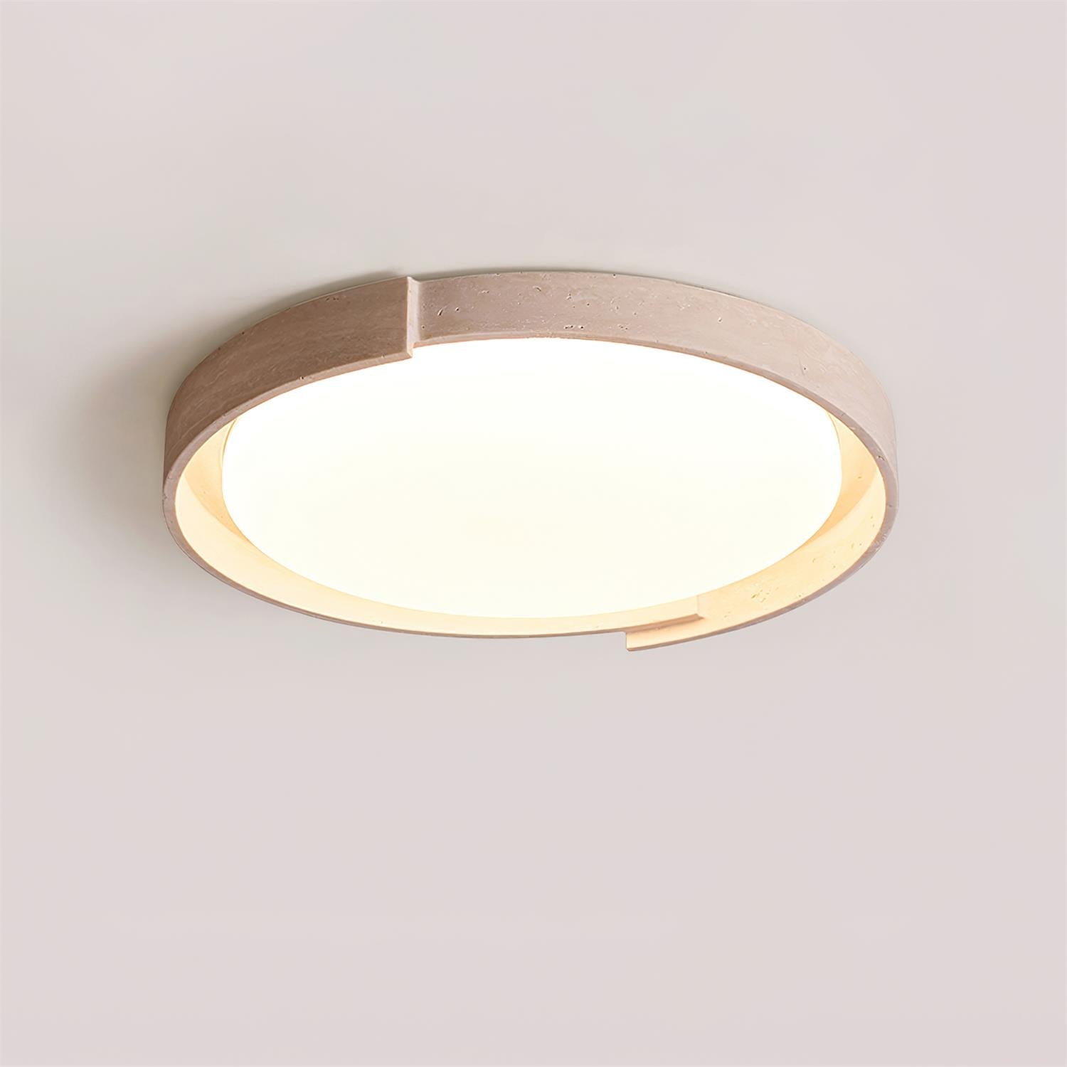 Juvio Minimalist Round Travertine Ceiling Light - Letslighting