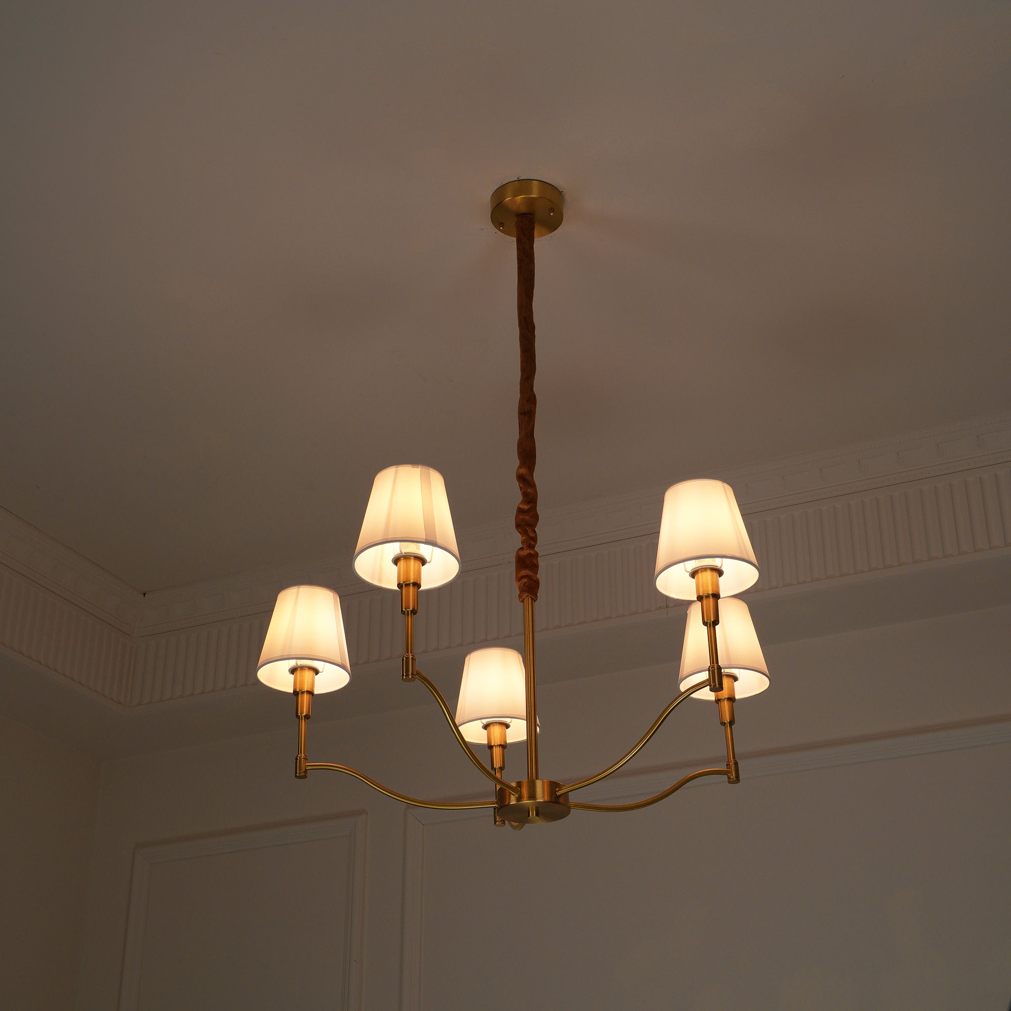 Unfold Vintage Traditionell Messing Stoff Kronleuchter-Letslighting