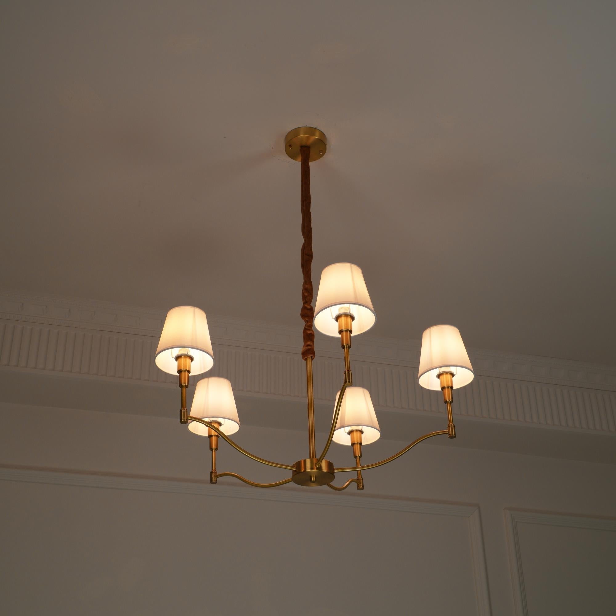 Unfold Vintage Traditionell Messing Stoff Kronleuchter-Letslighting