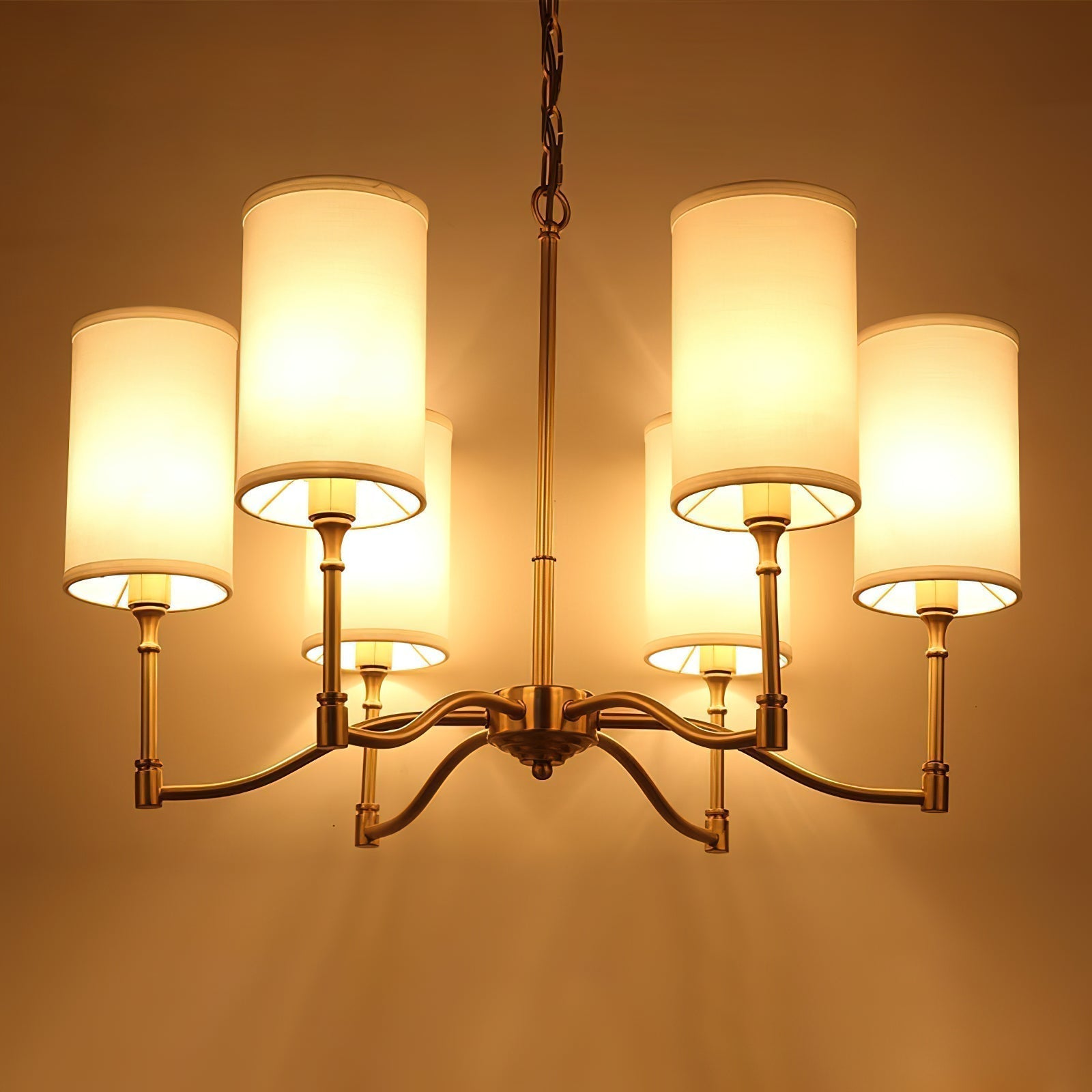 Unfold Vintage Traditionell Messing Stoff Kronleuchter-Letslighting