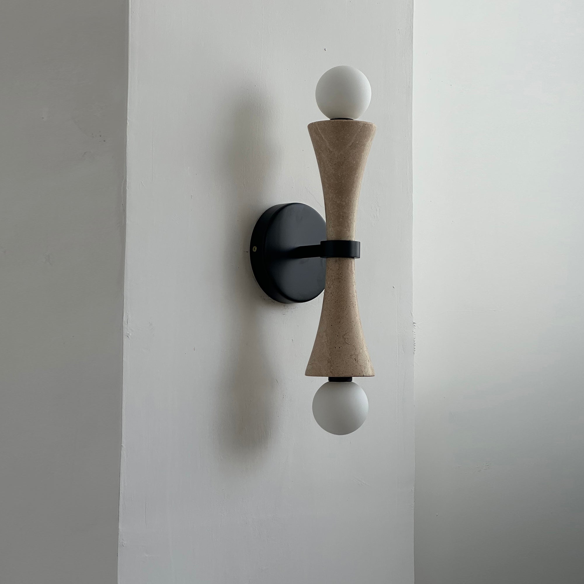 Aura Modern Minimalist Travertine Glass Wall Lamp - Letslighting