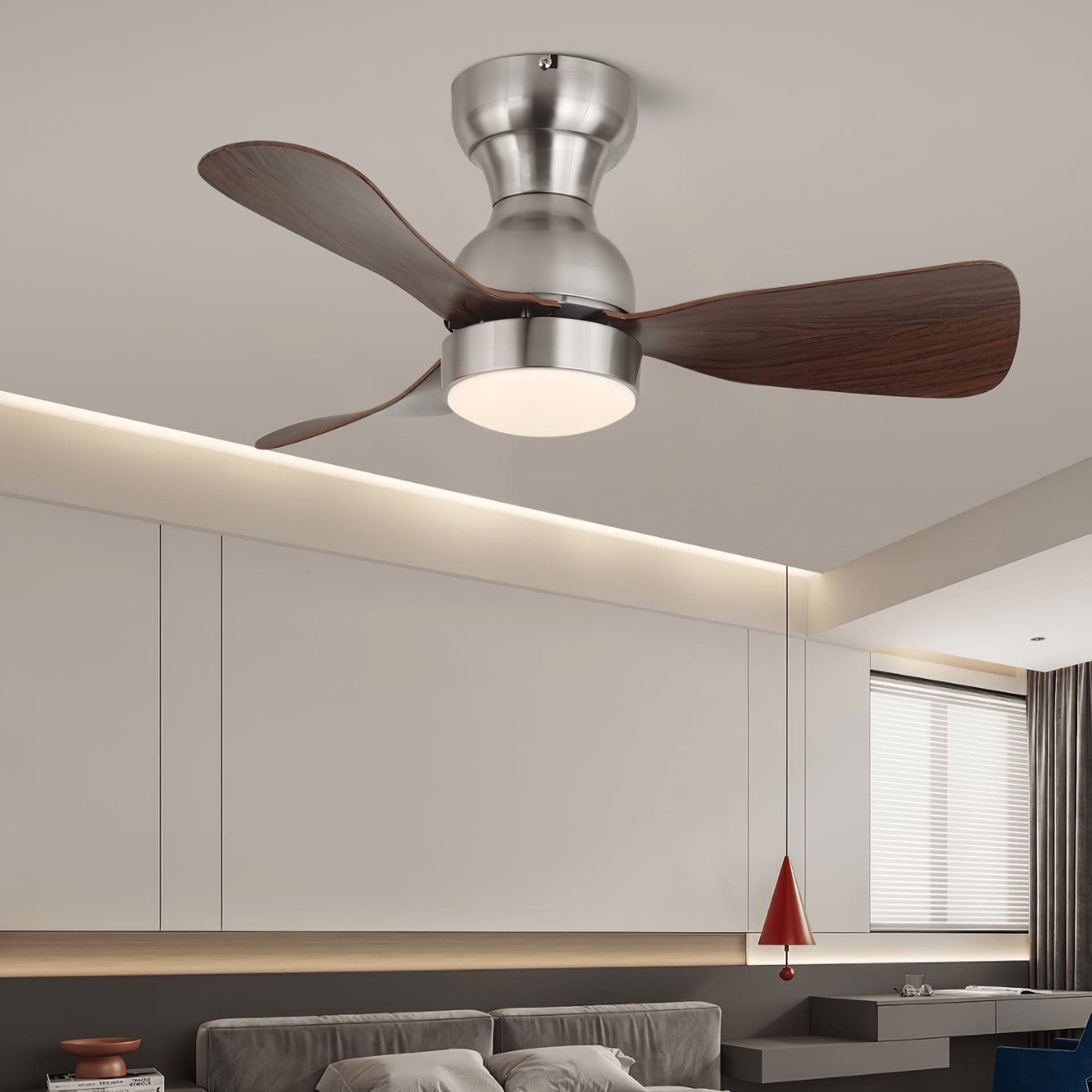 Aurdorus Moderner Holz-Deckenventilator mit Beleuchtung und Fernbedienung