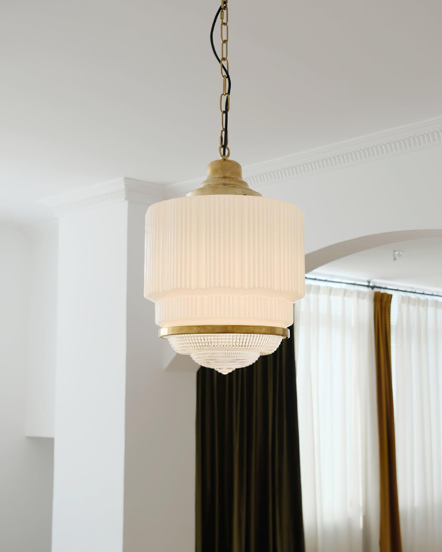 Lustra Pendelleuchte Messing Glas Gerippt-Letslighting
