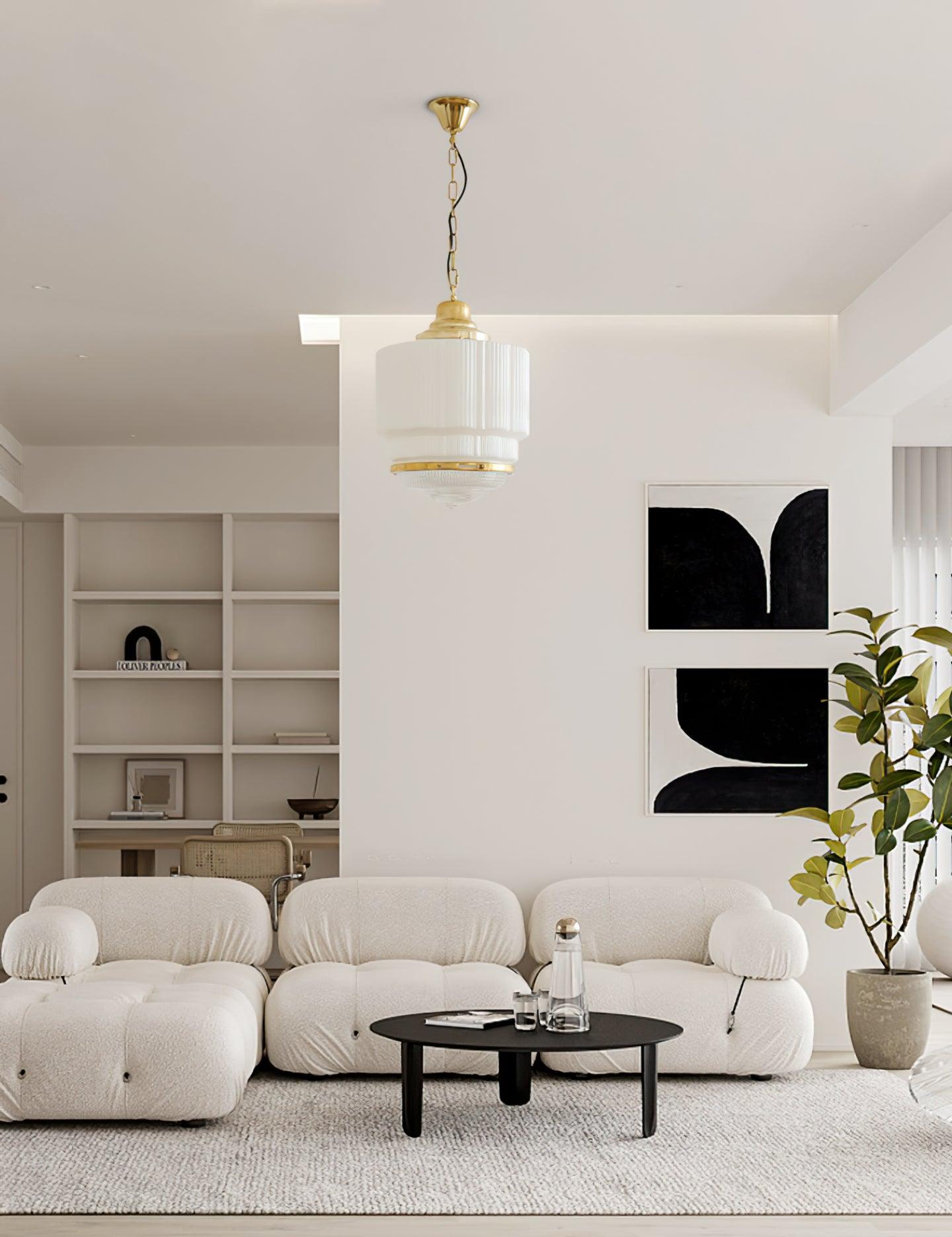 Lustra Pendelleuchte Messing Glas Gerippt-Letslighting