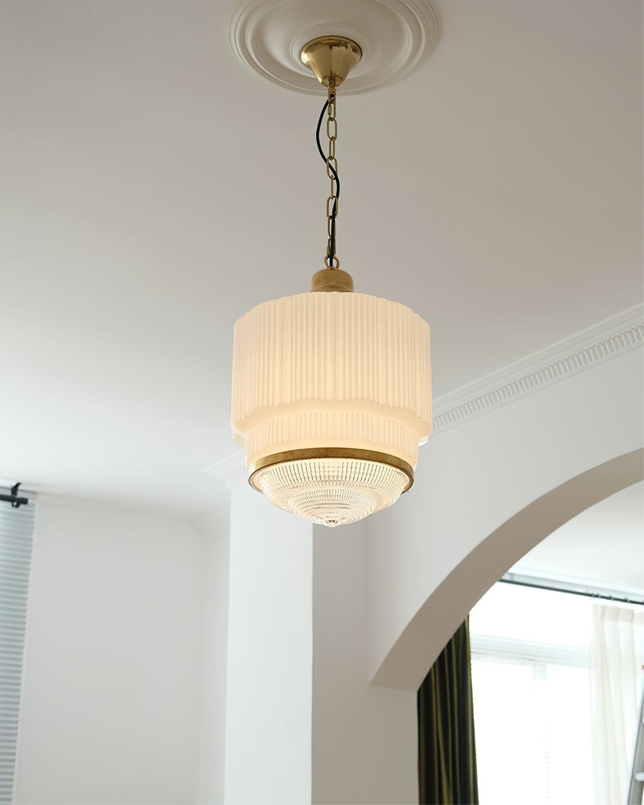 Lustra Pendelleuchte Messing Glas Gerippt-Letslighting