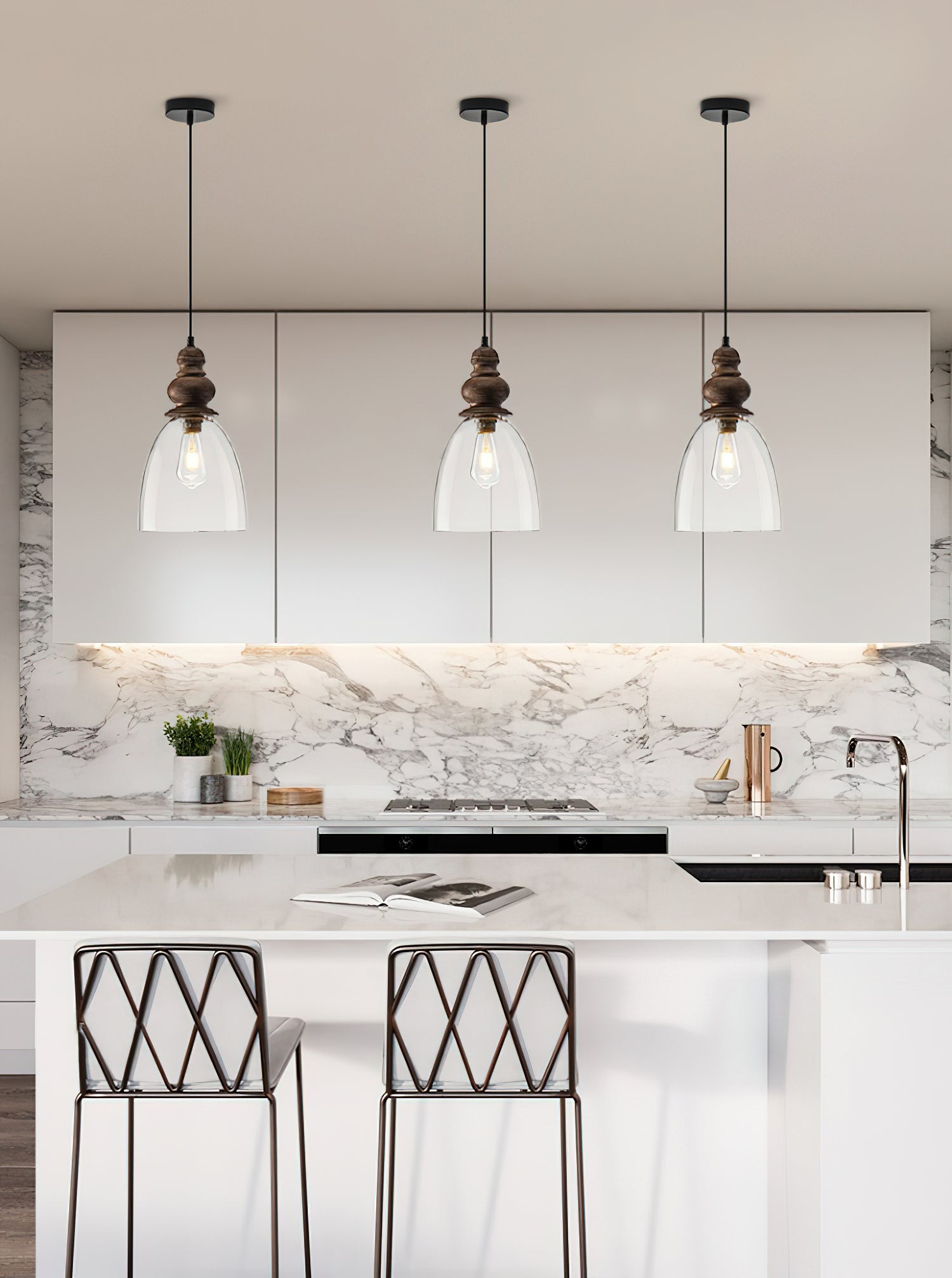 Inert Holz Glas Pendelleuchte-Letslighting