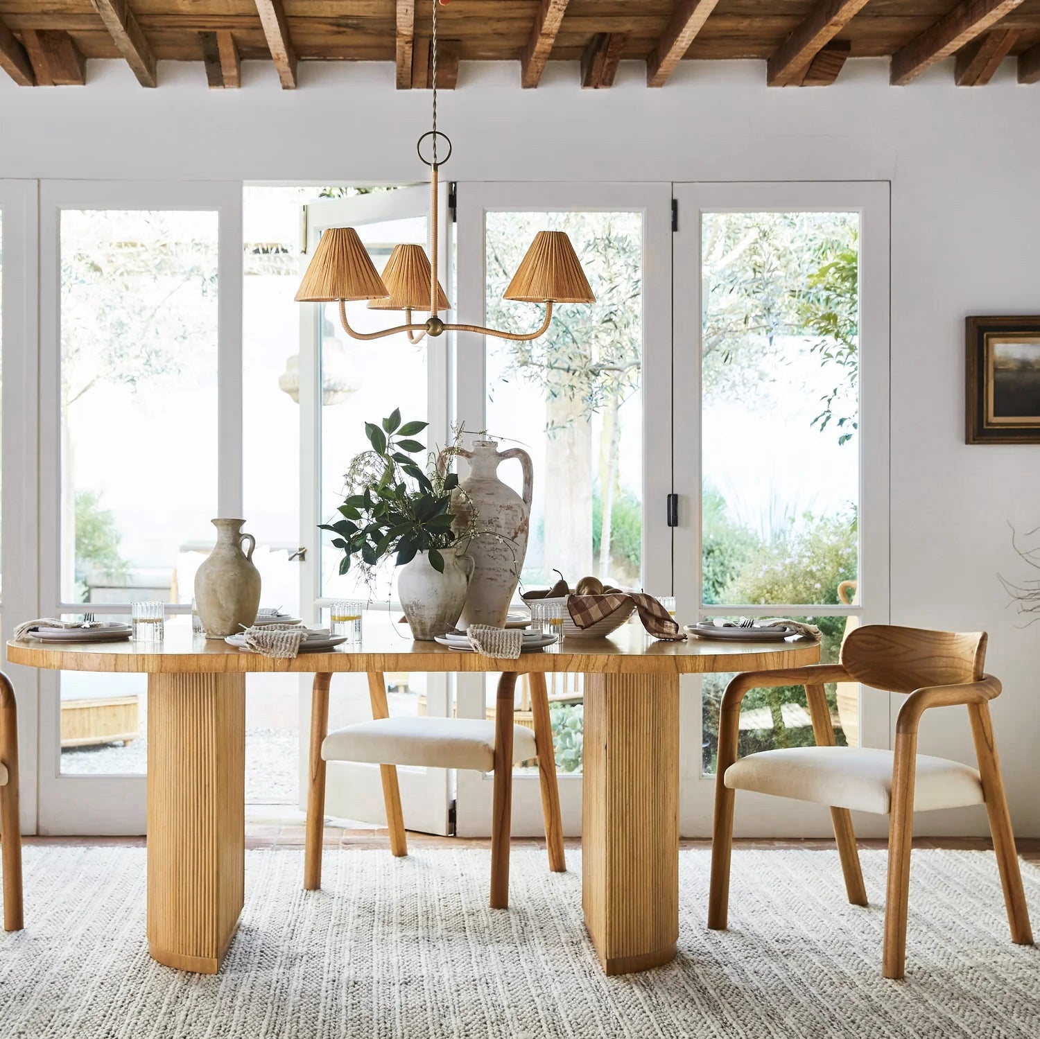 Delphine Eleganter Naturgeflecht-Rattan-Kronleuchter-Letslighting