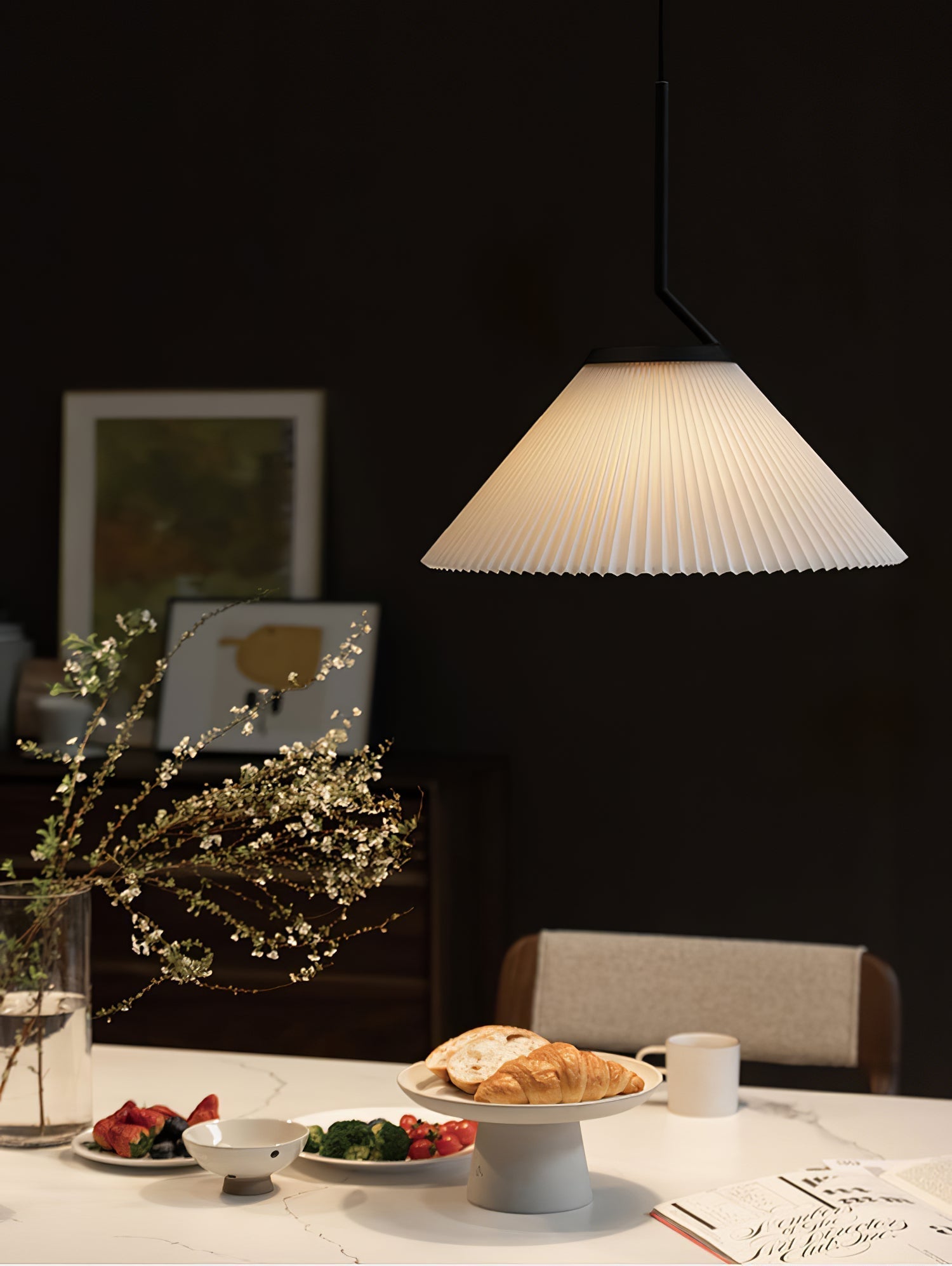 Knell Plissiert Schwarz Kunststoff Pendelleuchte-Letslighting