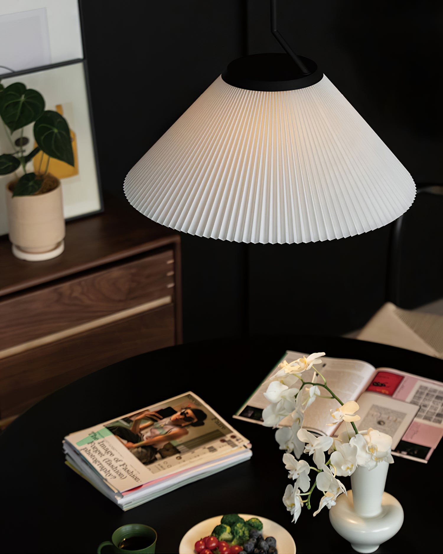 Knell Plissiert Schwarz Kunststoff Pendelleuchte-Letslighting
