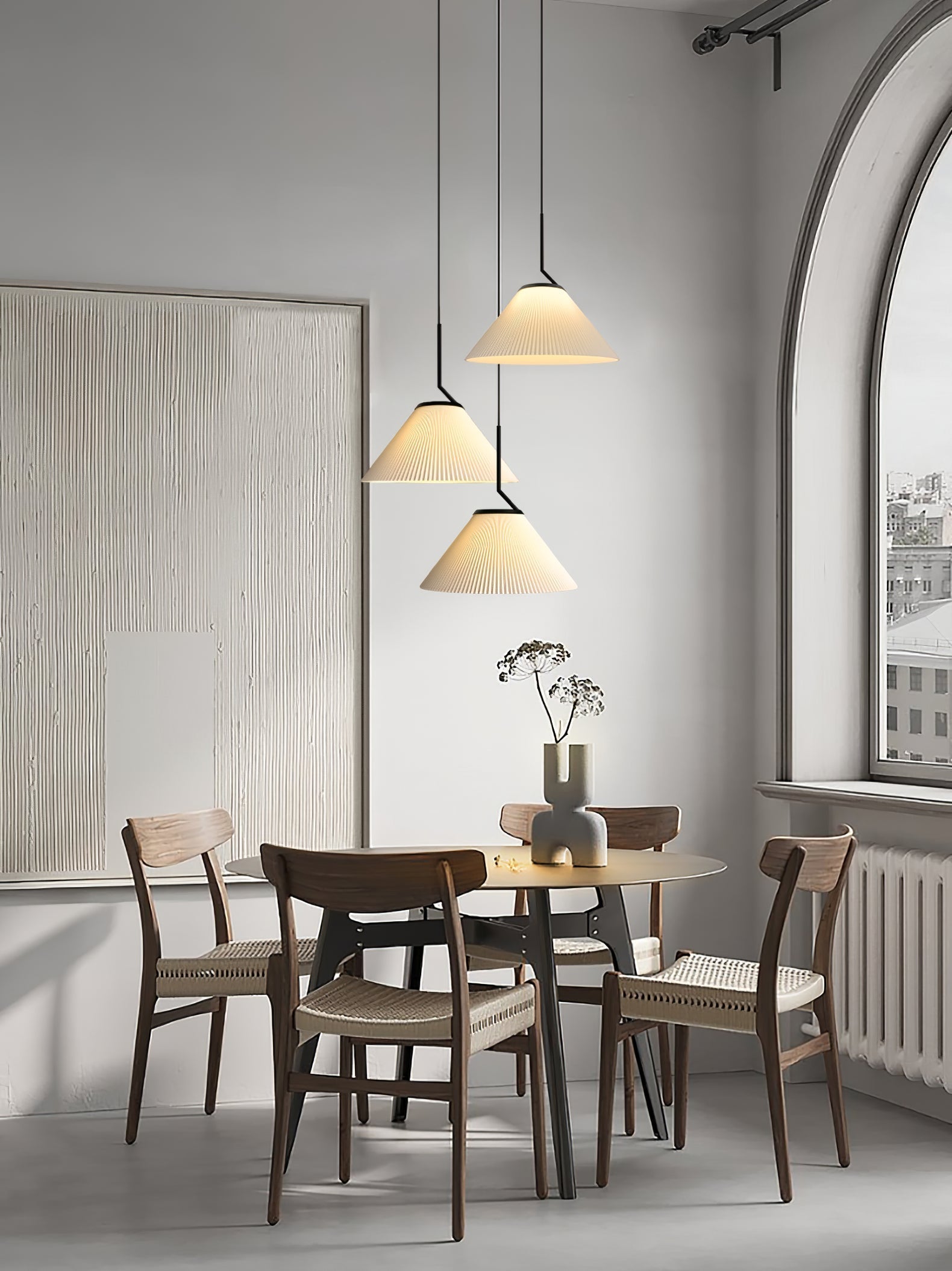 Knell Plissiert Schwarz Kunststoff Pendelleuchte-Letslighting