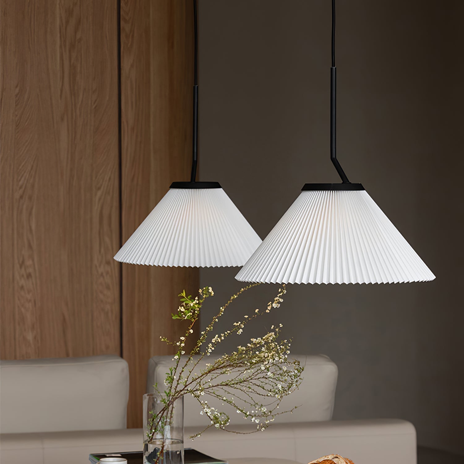 Knell Plissiert Schwarz Kunststoff Pendelleuchte-Letslighting