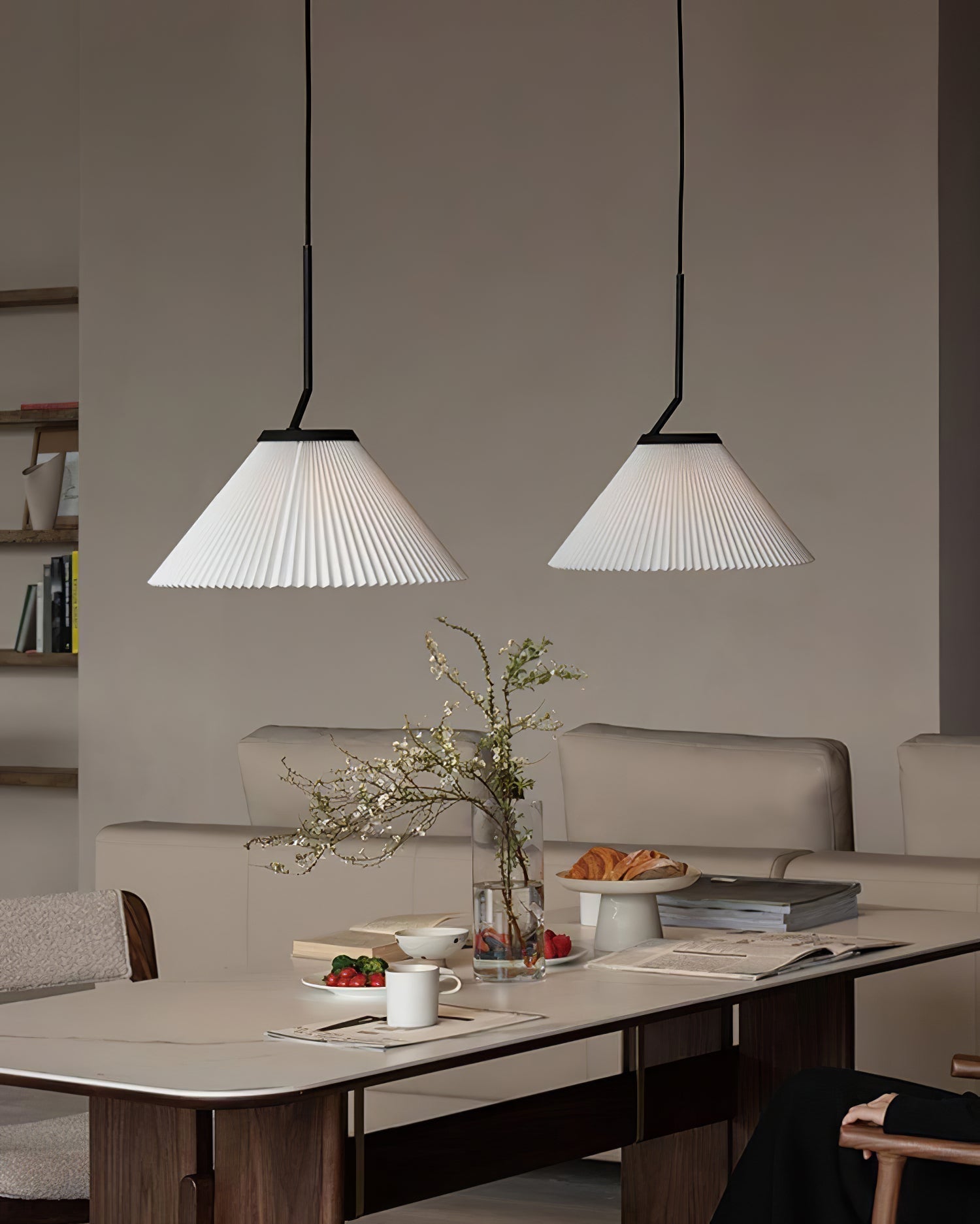 Knell Plissiert Schwarz Kunststoff Pendelleuchte-Letslighting