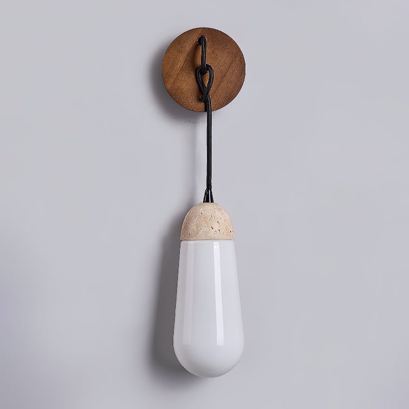Radiant Modern Minimalist Wood Travertine Wall Lamp - Letslighting