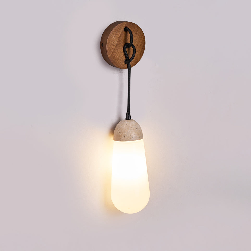 Radiant Modern Minimalist Wood Travertine Wall Lamp - Letslighting