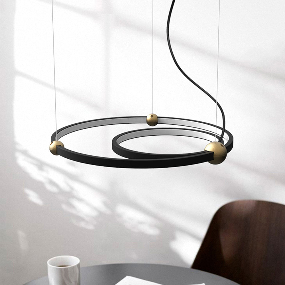 Arisha Pendelleuchte, 2/3 Ring, Metall, Schwarz, Esszimmer