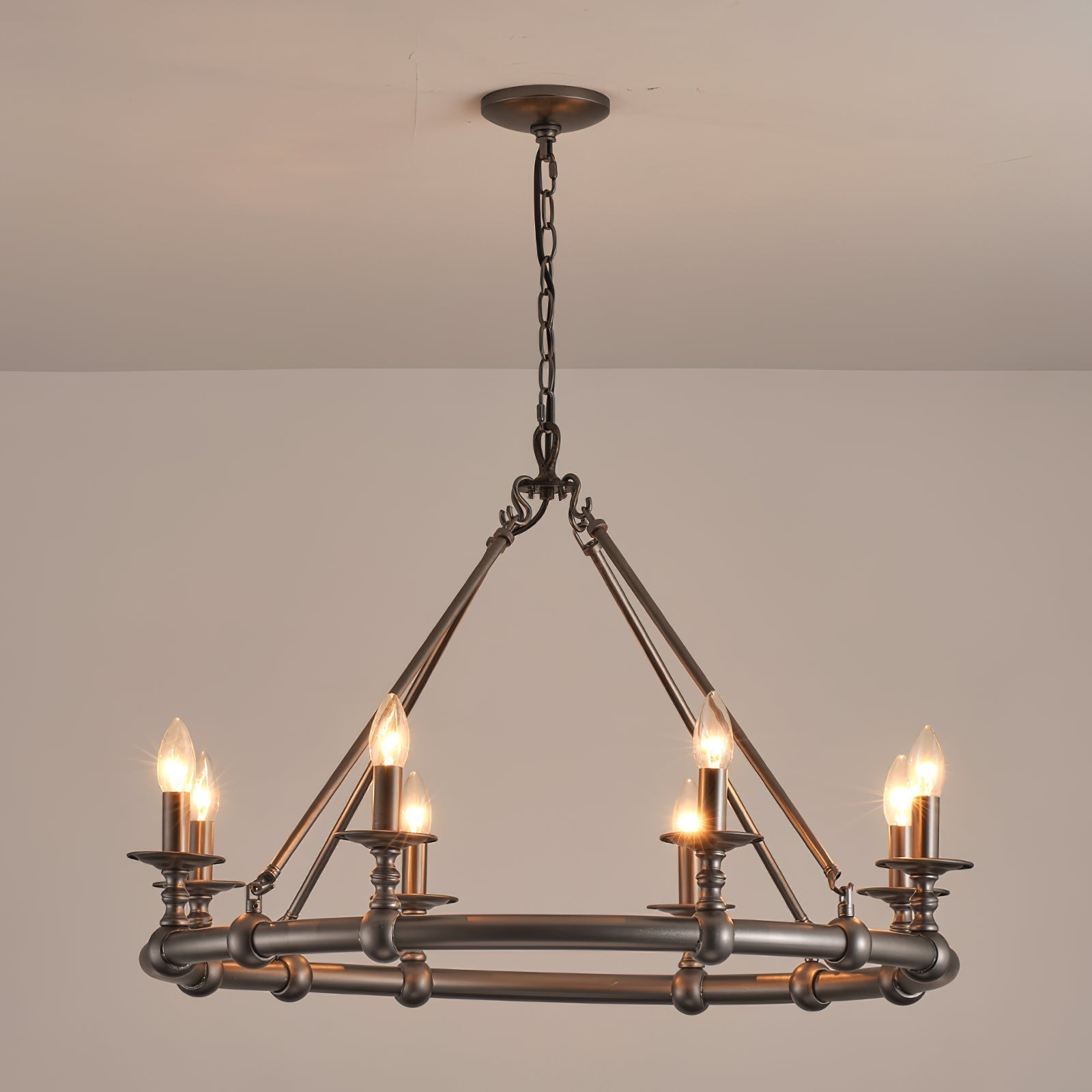 Unite Vintage Industrie Rund Gold Kronleuchter-Letslighting