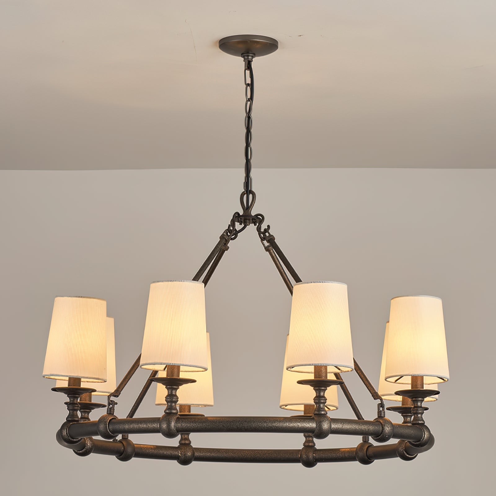 Unite Vintage Industrie Rund Gold Kronleuchter-Letslighting