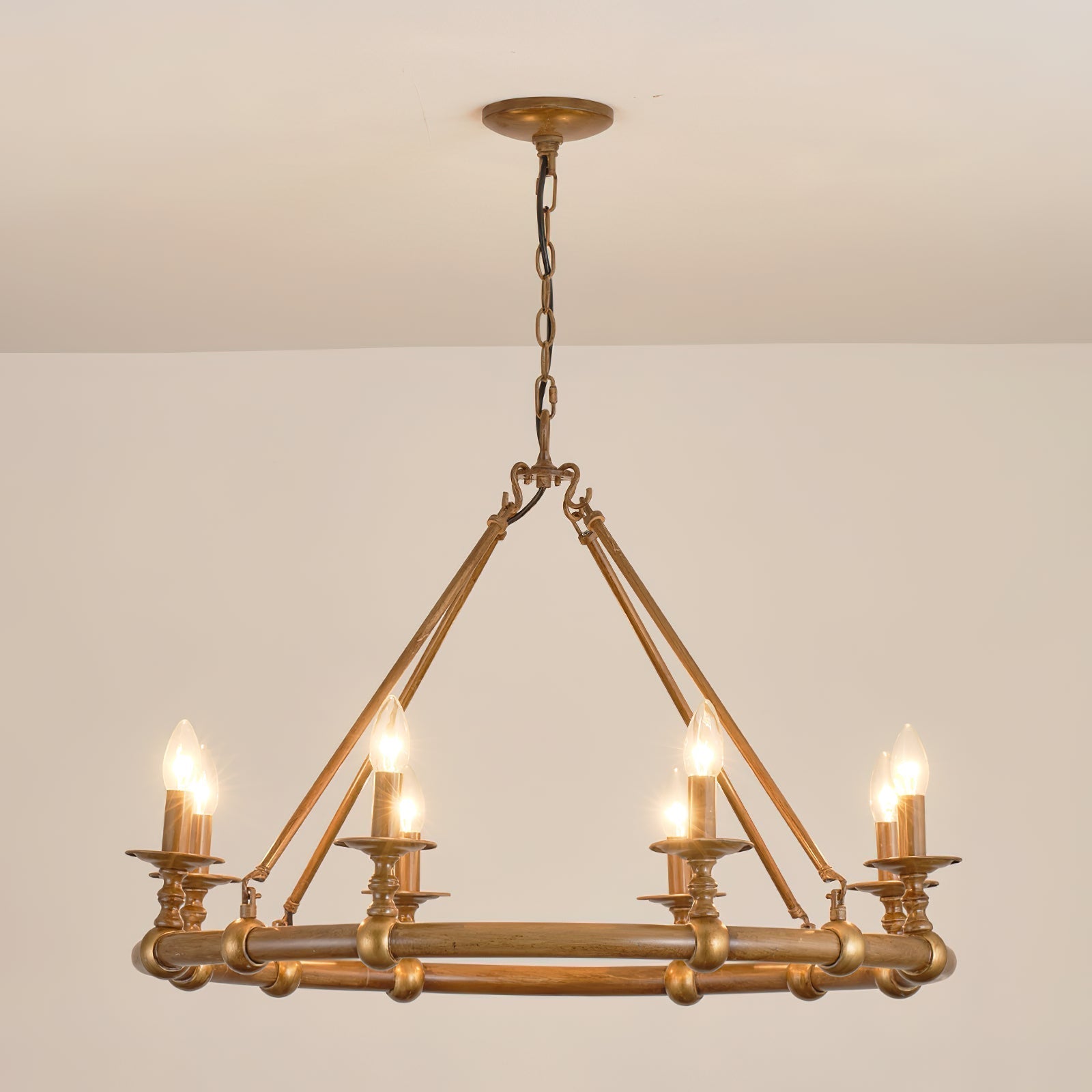 Unite Vintage Industrie Rund Gold Kronleuchter-Letslighting