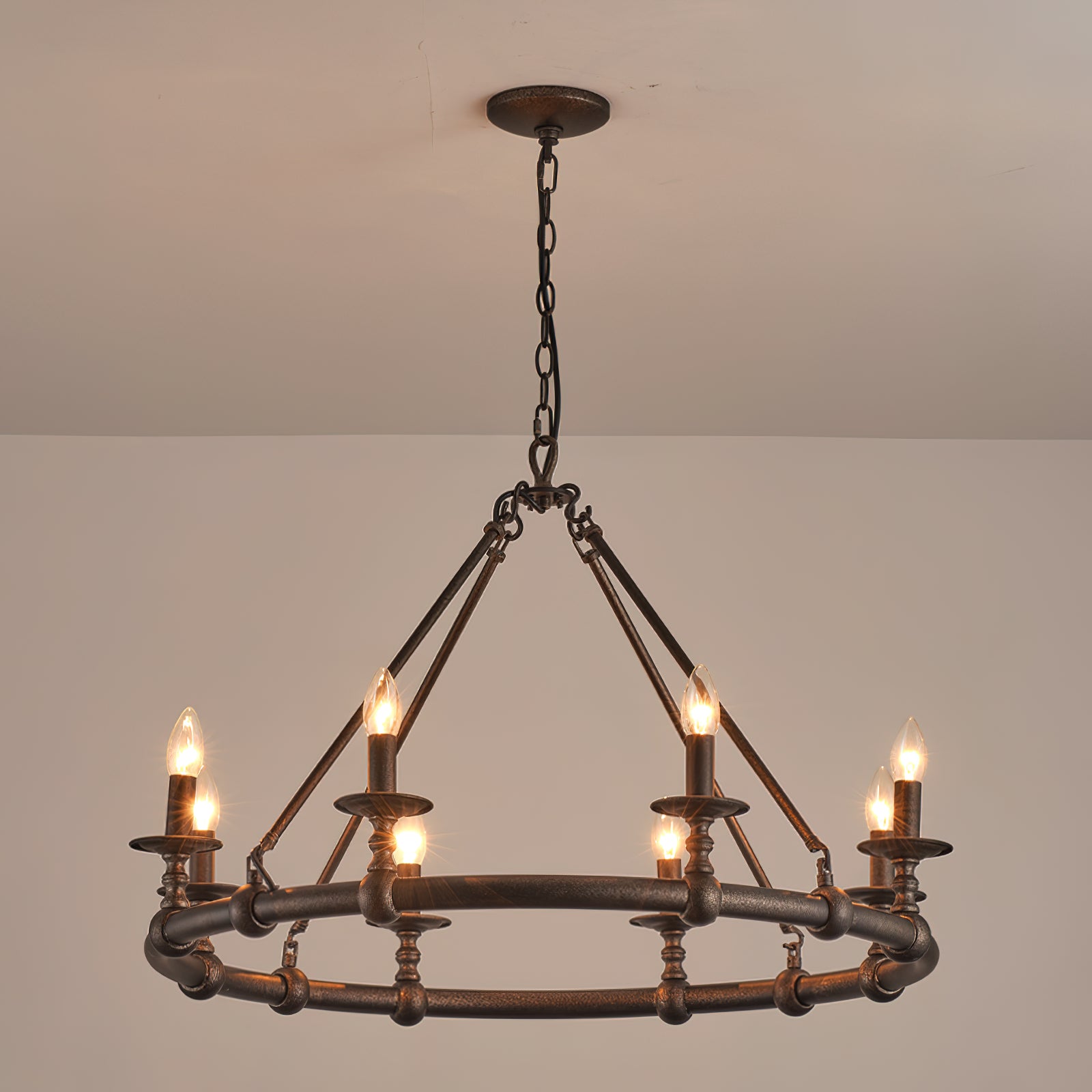 Unite Vintage Industrie Rund Gold Kronleuchter-Letslighting