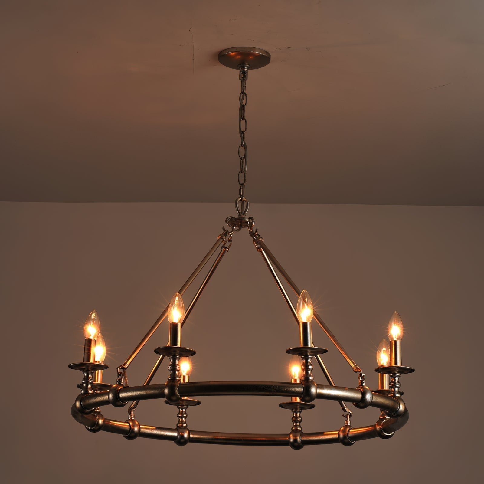Unite Vintage Industrie Rund Gold Kronleuchter-Letslighting